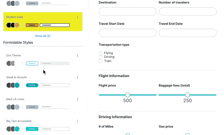 Formidable's style templates