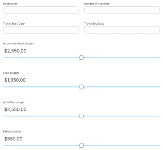 Travel budget calculator example