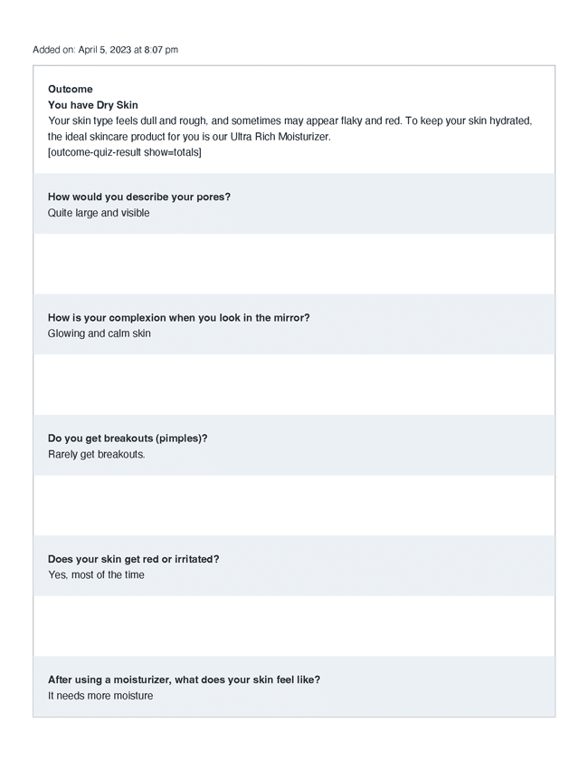Example of form entry exported as a PDF