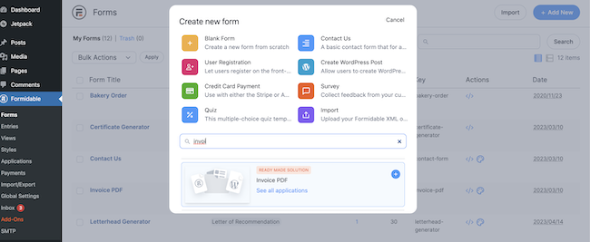 How to use Formidable Forms PDF invoice template