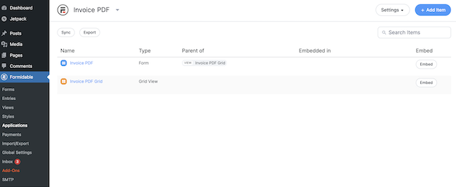Invoice PDF WordPress application template