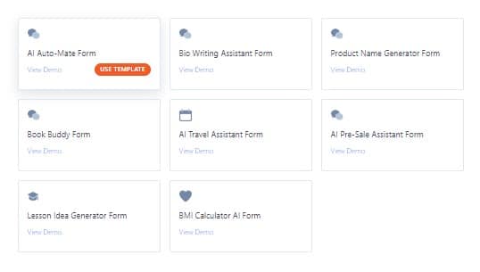 Artificial Intelligence form templates