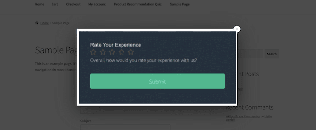 WordPress popup survey example