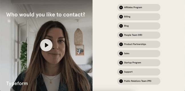 Typeform contact form example