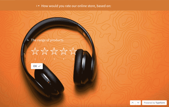 Typeform example, customer service survey