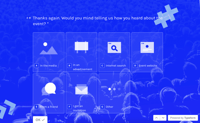 Typeform survey example for event feedback