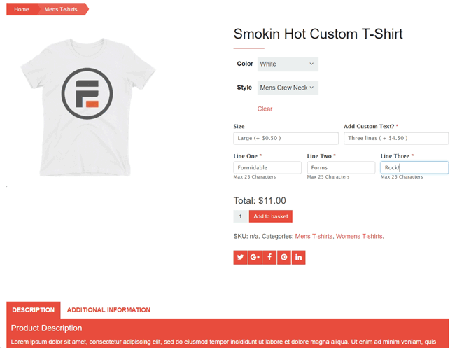 Simple WooCommerce product page with payment form.