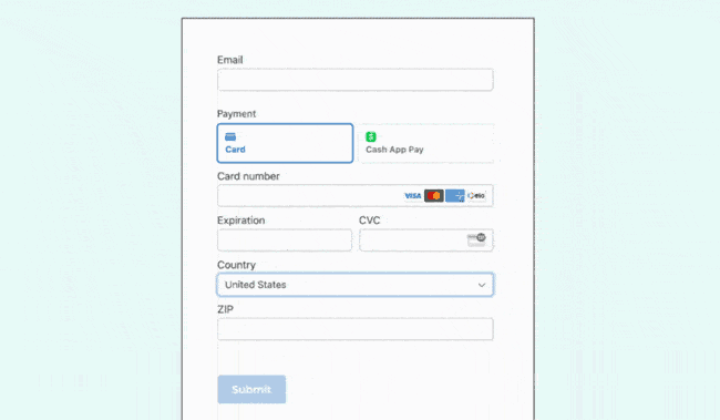 Example of what it looks like when you add Cash App to your website