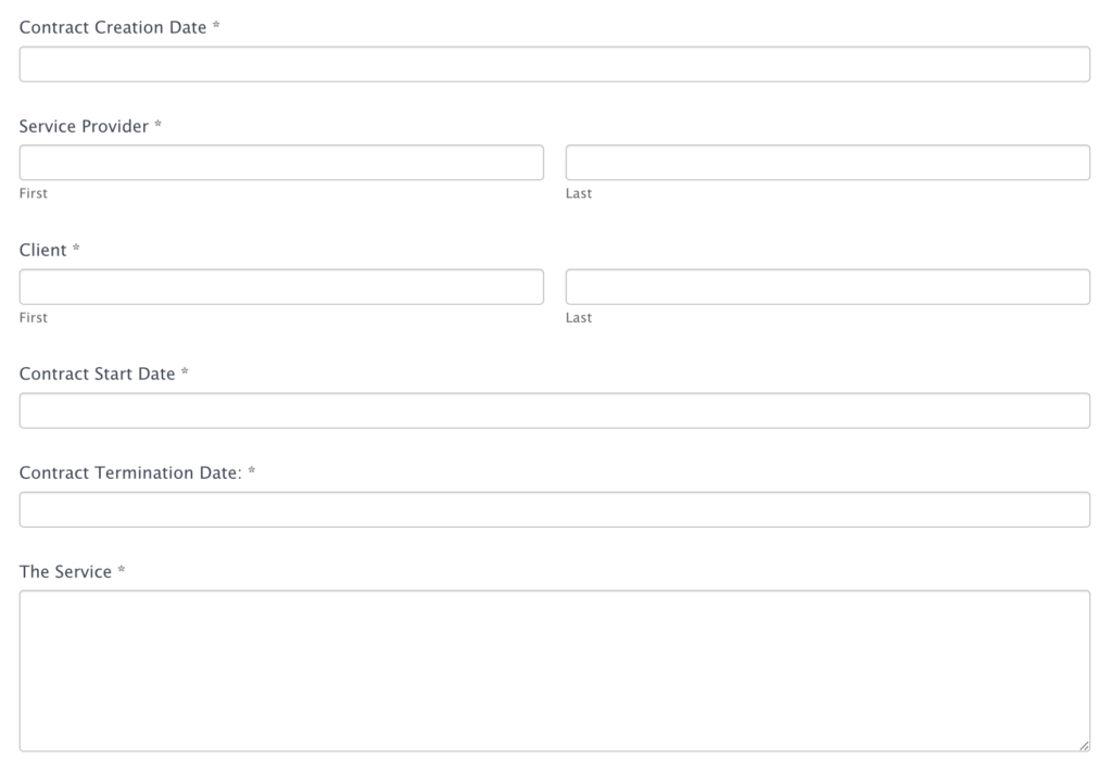 Contract Agreement form template example