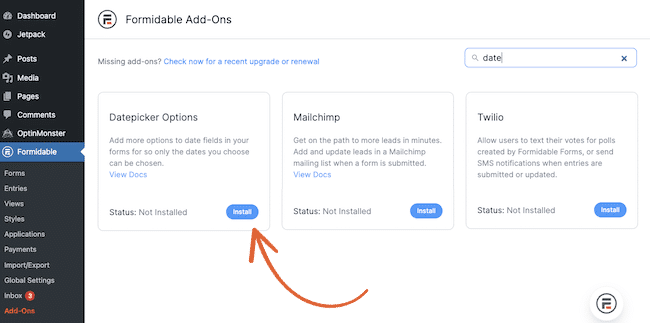 How to activate datepicker options in WordPress