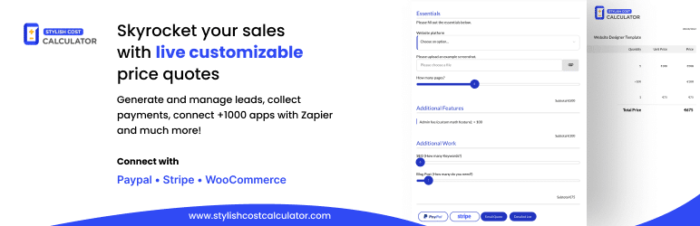 Stylish Cost Calculator builder for WordPress