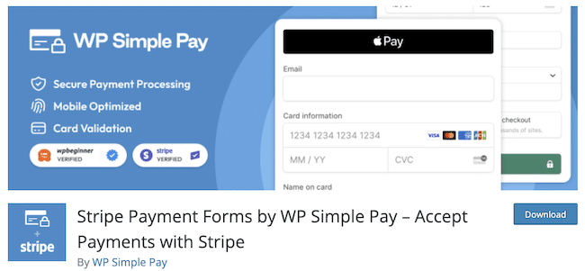 WP Simple Pay plugin