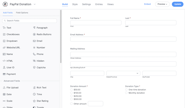 PayPal Donation Form Template