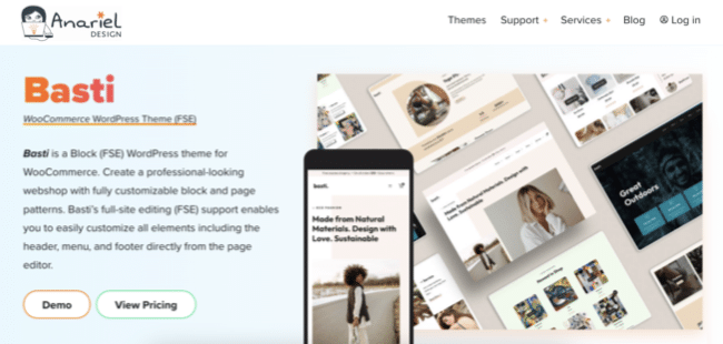Basti, one of the best WooCommerce themes