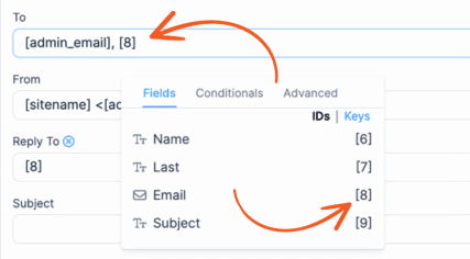 Formidable's email notification settings