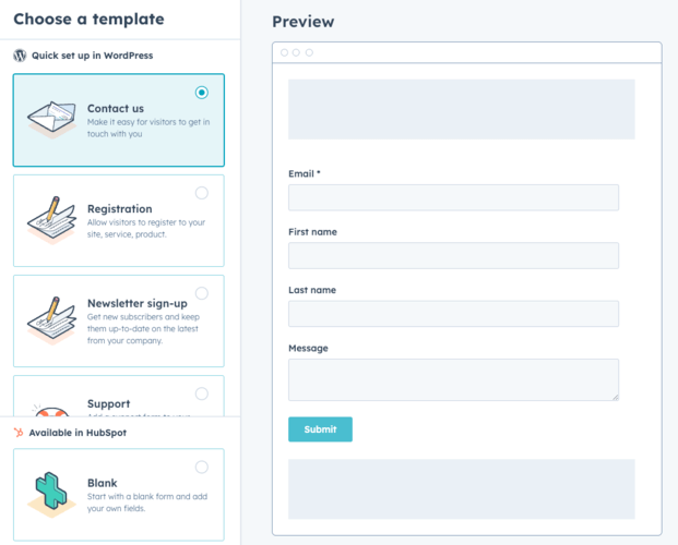 Hubspot's form builder