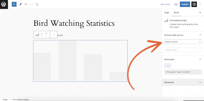 Select a form as the chart data source