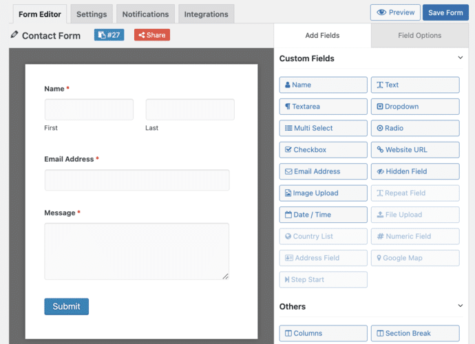 weForm form builder