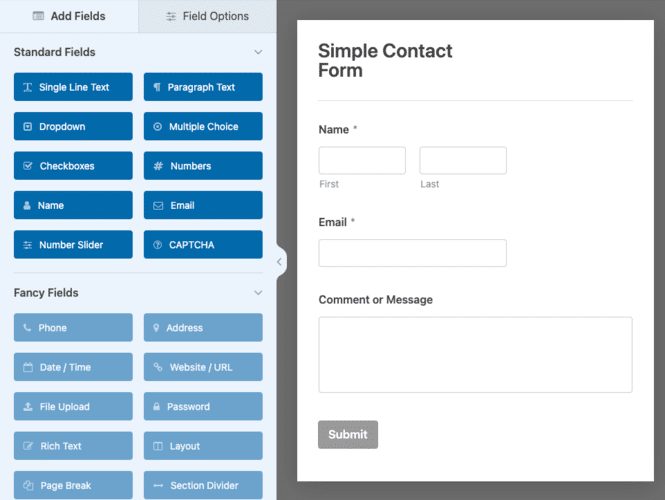 WPForms contact form builder