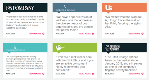 Example customer testimonials