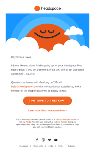 Mental health and wellness friendly cart abandonment email