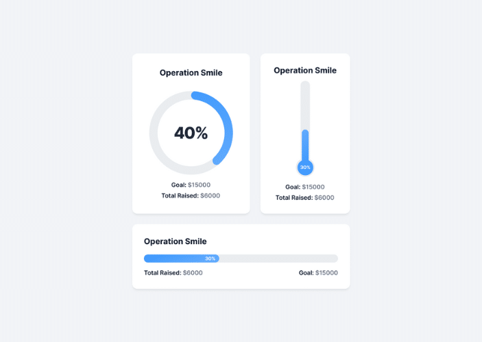 An example charity tracker made with Formidable's wordpress charts and graphs