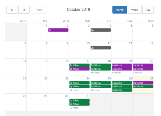 Easy Appointments example booking calendar