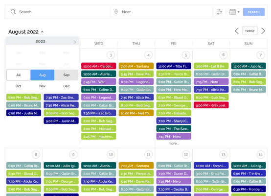 Events Manager example calendar