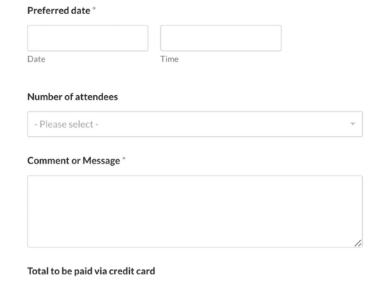 WPForms example booking form