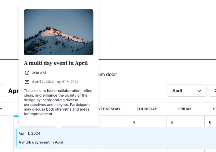 An example pop-up in Formidable's calendar view