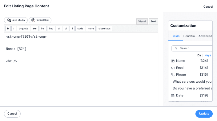 An example view with shortcodes