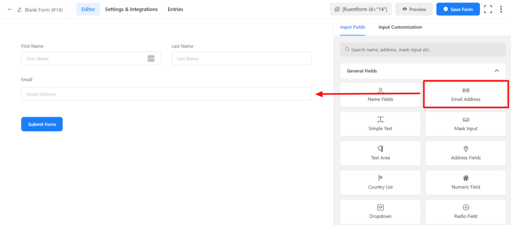 Fluent Forms form builder
