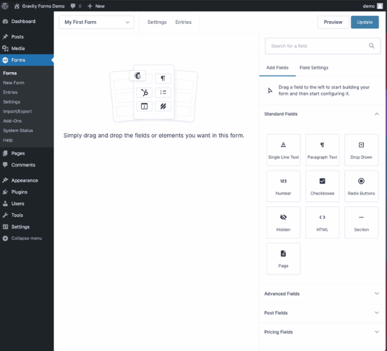 Gravity Forms form builder