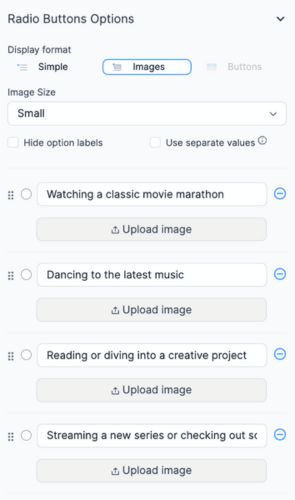 Radio buttons image options in Formidable Forms
