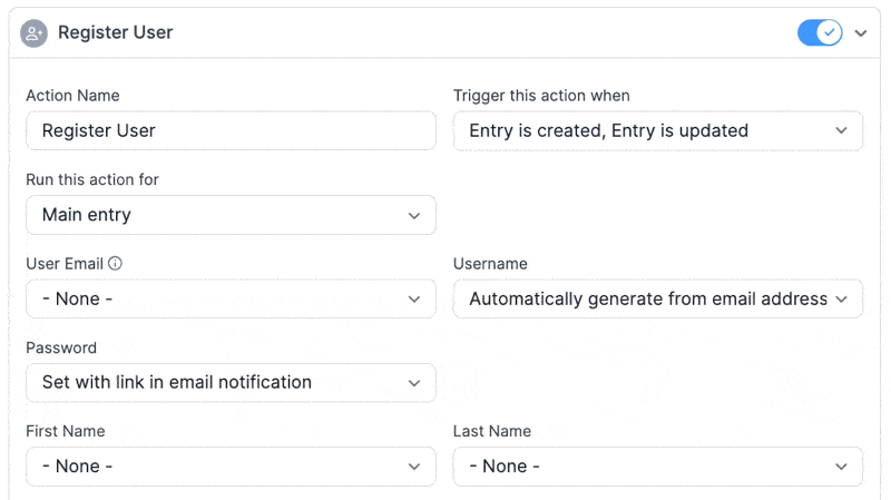 Formidable Forms repeater field actions