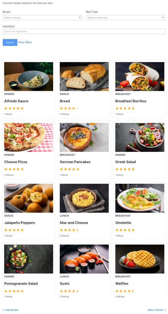Recipe Template - All Recipes View