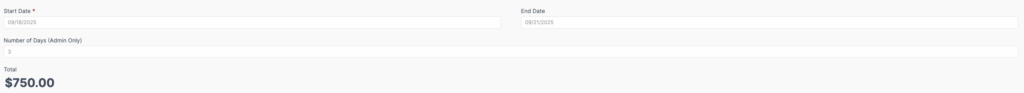 FF Booking Application - Date Range and Calculation in Action
