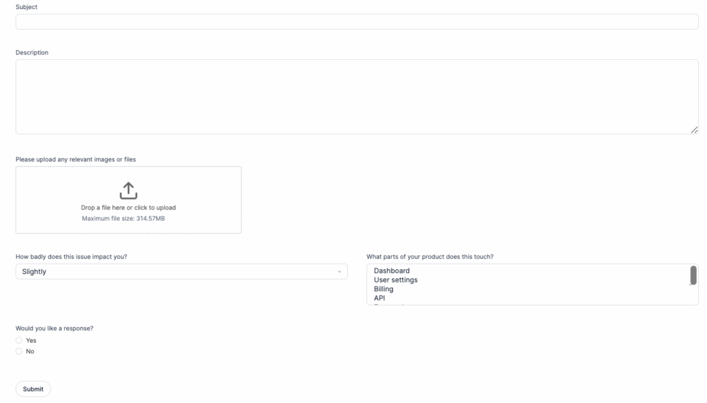 Customer Feedback Form Fields