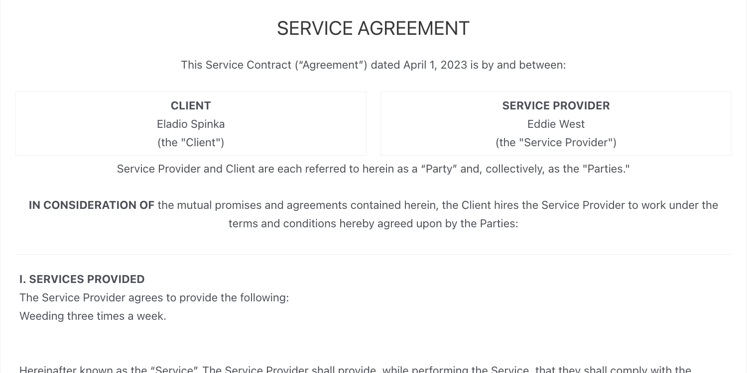 Example contract