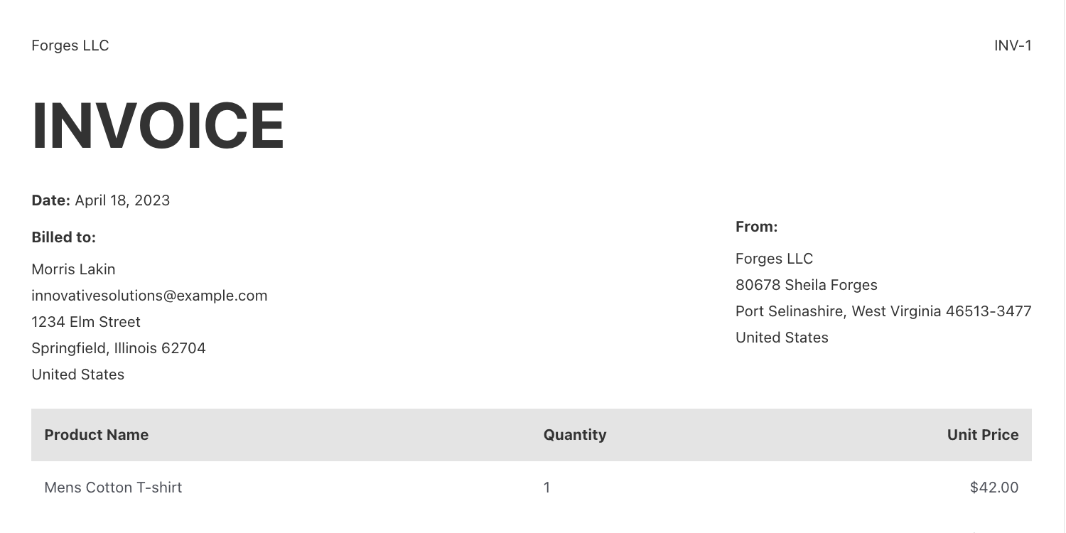 Example invoice