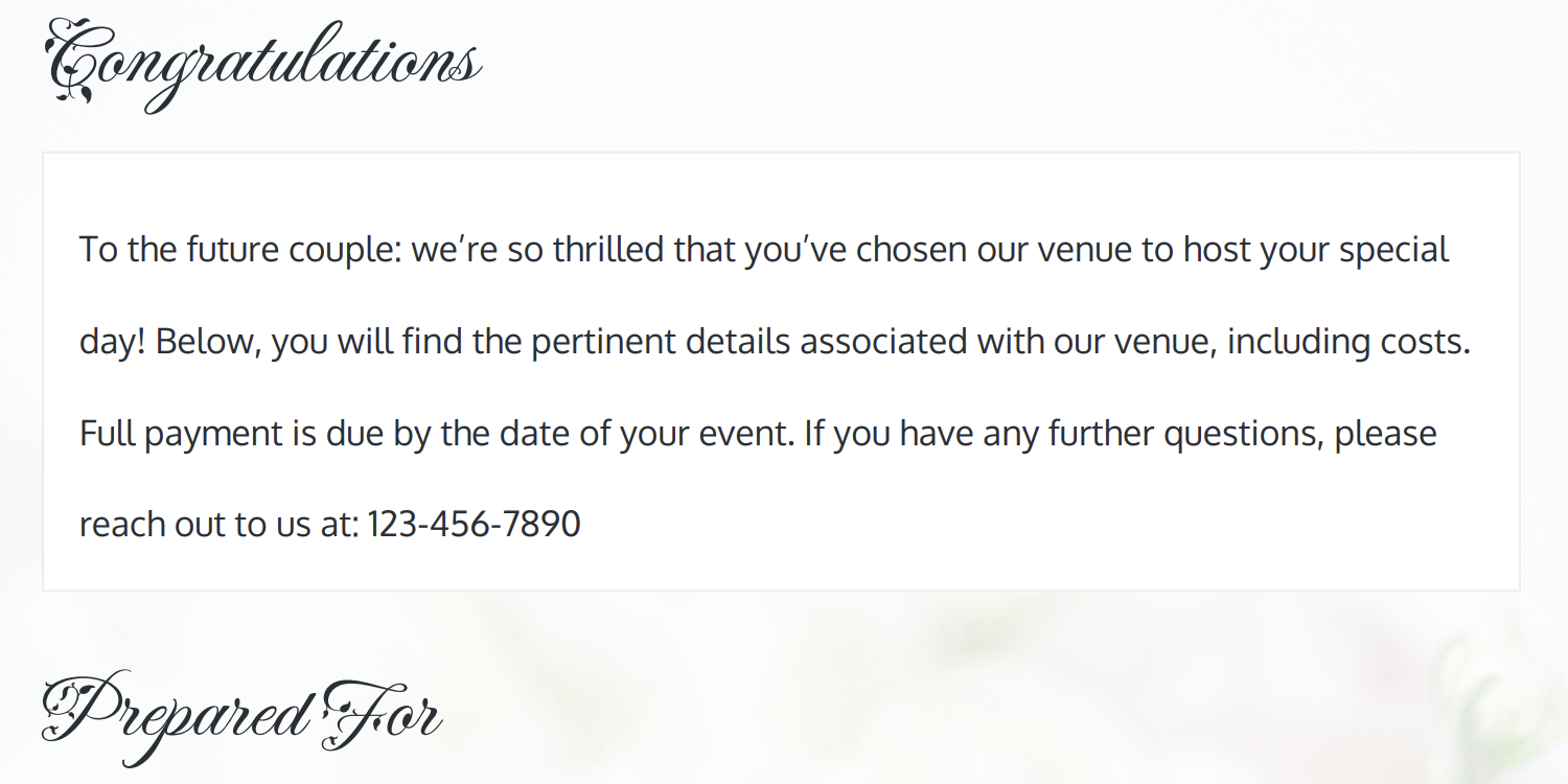 Wedding Venue Booking Template